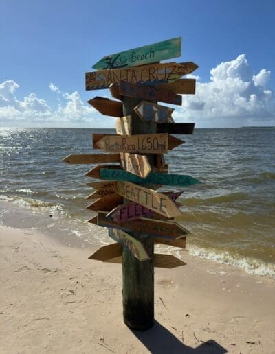 Direction sign boards created by the racers.